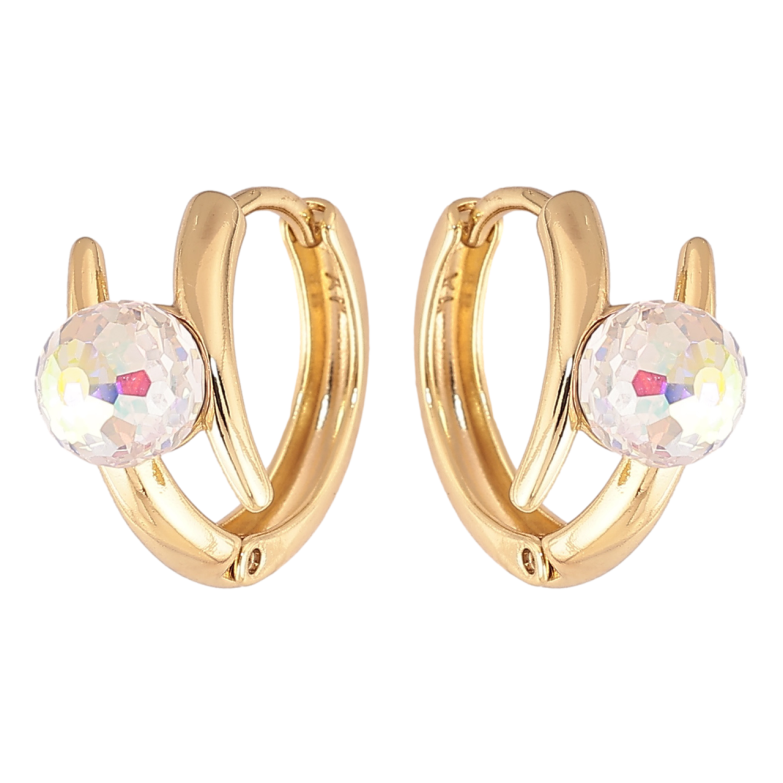 Сережки Xuping колір Позолота 14K з кристалами Swarovski колечка Візерунок з кристальними кульками Shimmer фото №3 Сережки Xuping колір Позолота 14K з кристалами Swarovski колечка Візерунок з кристальними кульками Shimmer фото №3