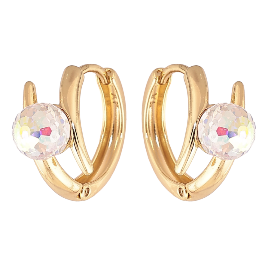 Сережки Xuping колір Позолота 14K з кристалами Swarovski колечка Візерунок з кристальними кульками Shimmer фото №1 Сережки Xuping колір Позолота 14K з кристалами Swarovski колечка Візерунок з кристальними кульками Shimmer фото №1