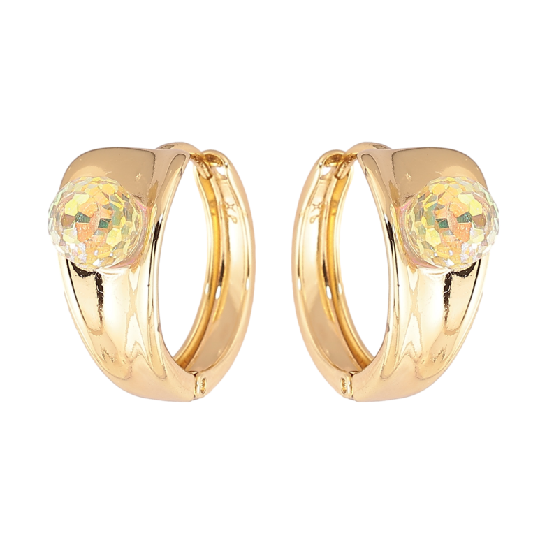 Сережки Xuping колір Позолота 14K з кристалами Swarovski колечка Візерунок з кристальними кульками Shimmer фото №4 Сережки Xuping колір Позолота 14K з кристалами Swarovski колечка Візерунок з кристальними кульками Shimmer фото №4