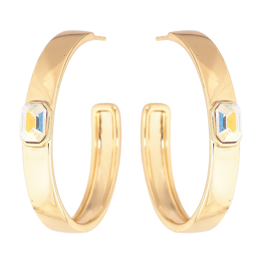Сережки Xuping колір Позолота 14K з кристалами Swarovski пусети Дуги з кристалами АВ фото №1