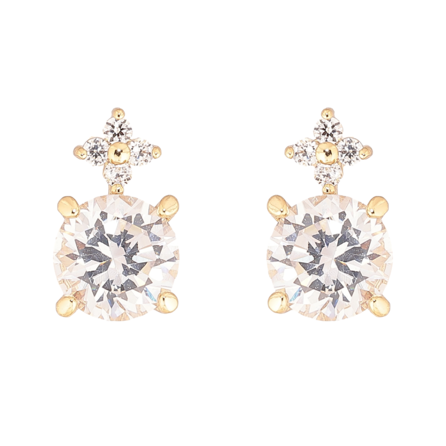 Сережки Xuping колір Позолота 14K пусети Кристальний блиск фото №1 Сережки Xuping колір Позолота 14K пусети Кристальний блиск фото №1
