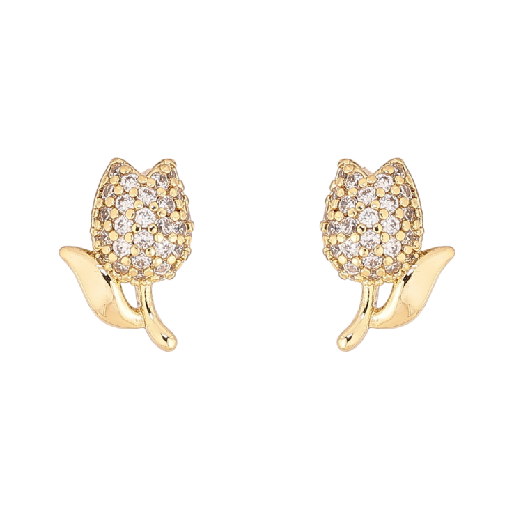 Сережки Xuping колір Позолота 14K пусети Тюльпани фото №10