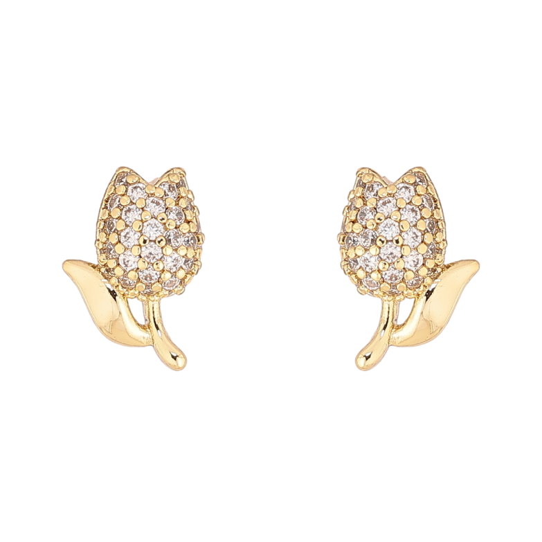 Сережки Xuping колір Позолота 14K пусети Тюльпани фото №4