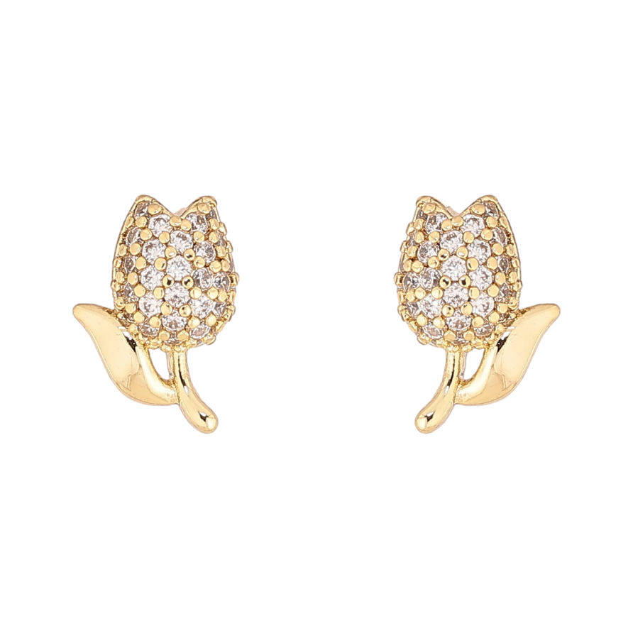 Сережки Xuping колір Позолота 14K пусети Тюльпани фото №1
