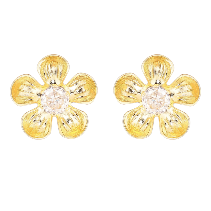 Сережки Xuping колір Позолота 14K пусети Квіточки з кристалами фото №17