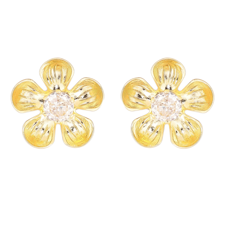 Сережки Xuping колір Позолота 14K пусети Квіточки з кристалами фото №1 Сережки Xuping колір Позолота 14K пусети Квіточки з кристалами фото №1
