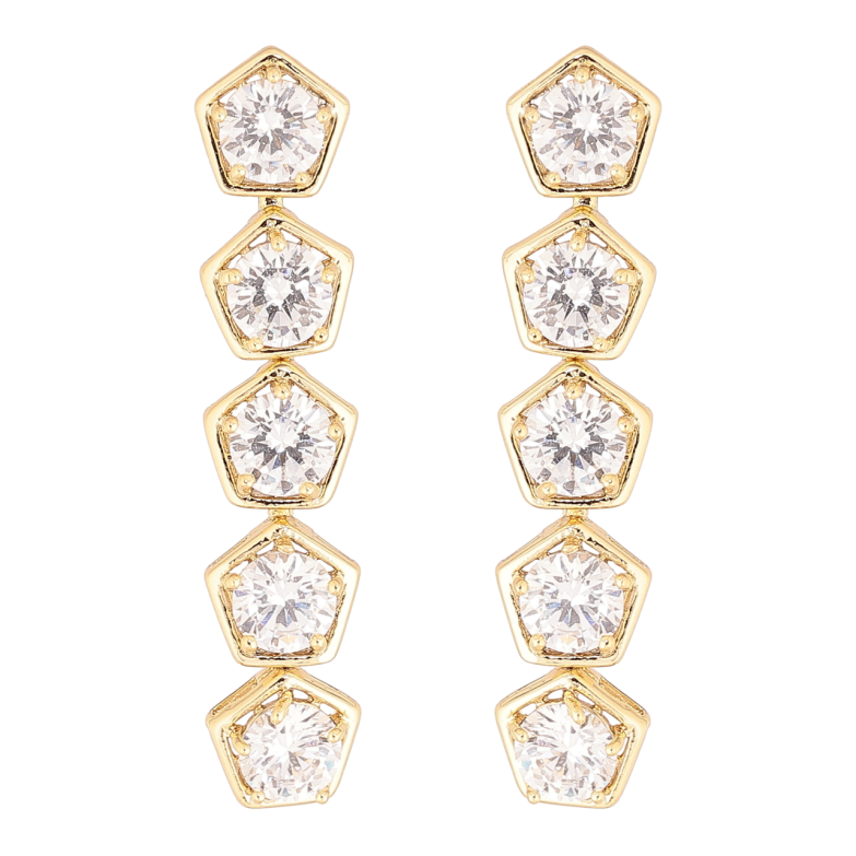 Сережки Xuping колір Позолота 14K пусети Кристальні підвіски фото №1