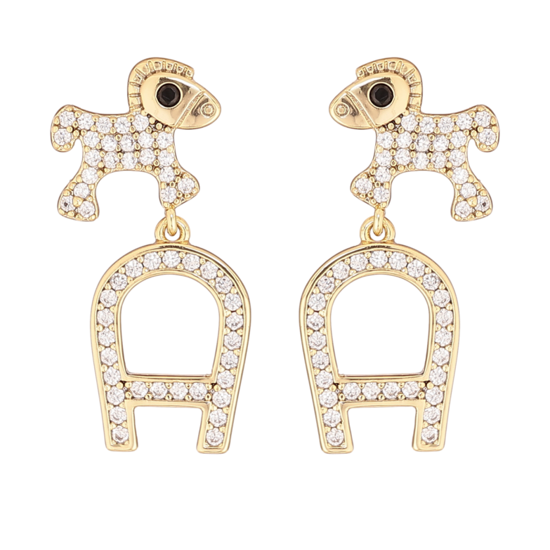 Сережки Xuping колір Позолота 14K пусети Коники з літерою А фото №9 Сережки Xuping колір Позолота 14K пусети Коники з літерою А фото №9