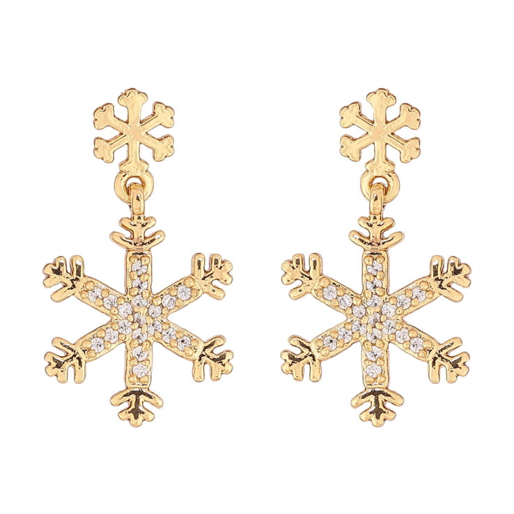 Сережки Xuping колір Позолота 14K пусети Сніжинки фото №16