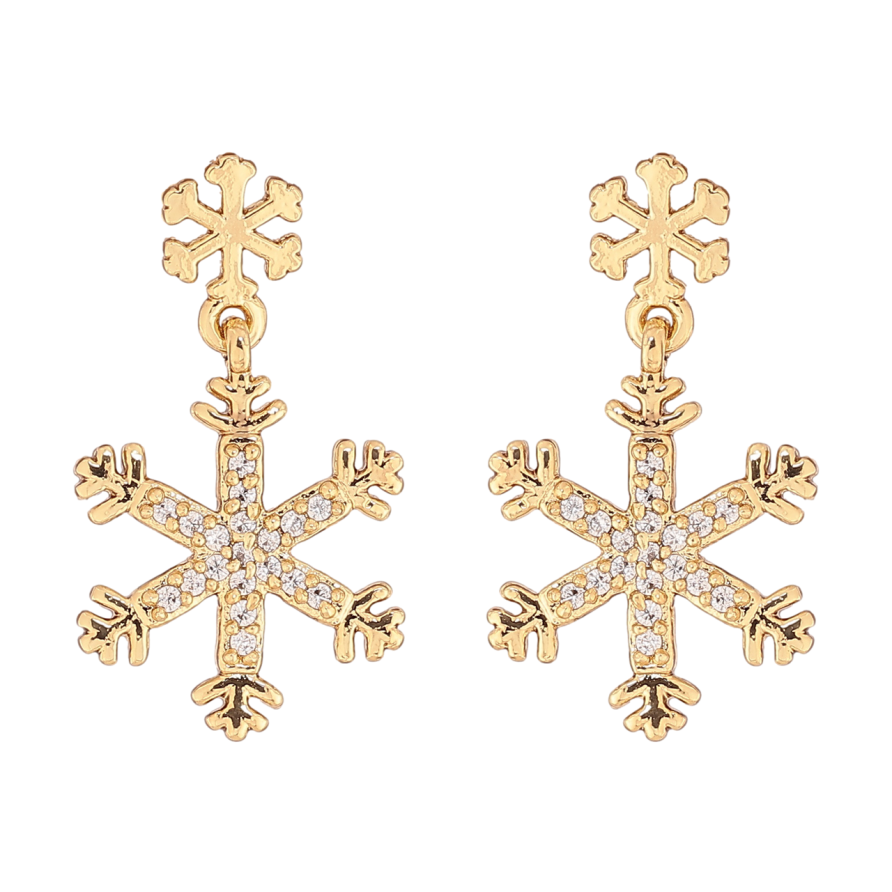 Сережки Xuping колір Позолота 14K пусети Сніжинки фото №1 Сережки Xuping колір Позолота 14K пусети Сніжинки фото №1