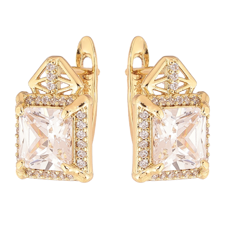 Сережки Xuping колір Позолота 14K англійський замок Кристальний блиск фото №2 Сережки Xuping колір Позолота 14K англійський замок Кристальний блиск фото №2