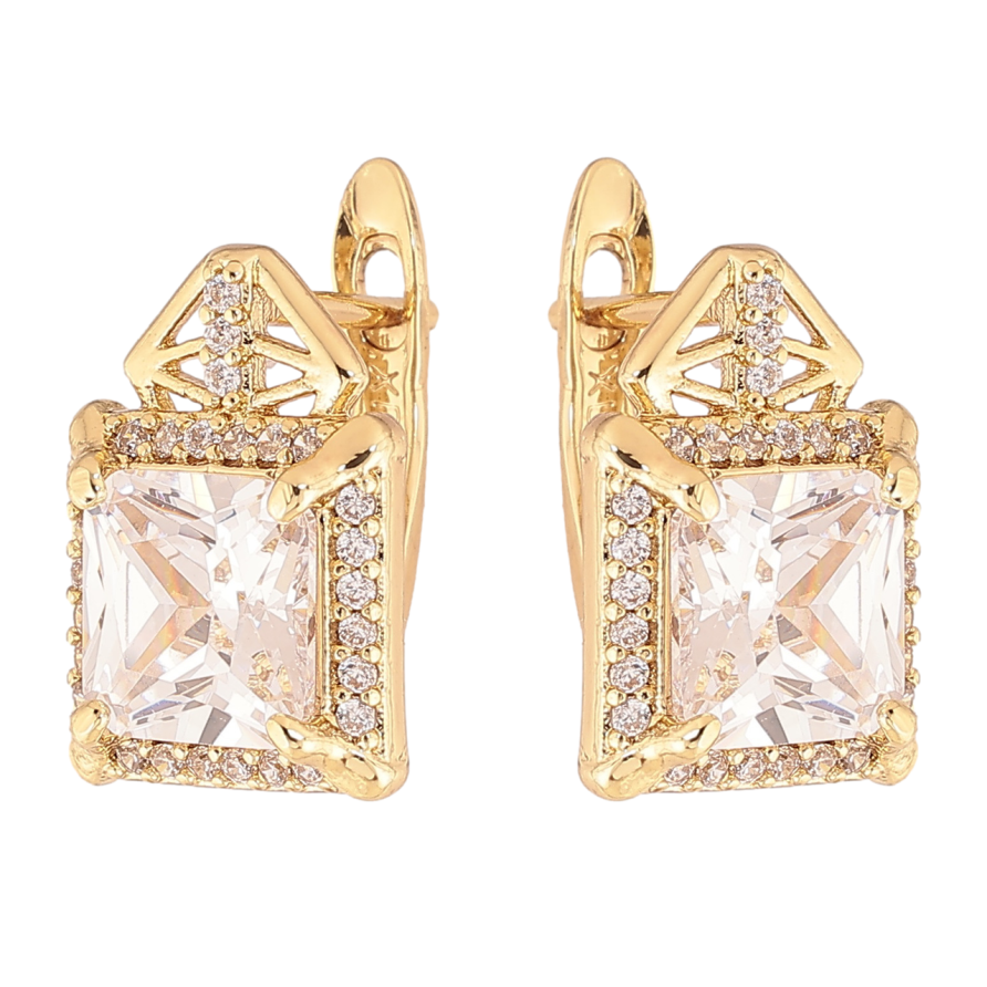 Сережки Xuping колір Позолота 14K англійський замок Кристальний блиск фото №1 Сережки Xuping колір Позолота 14K англійський замок Кристальний блиск фото №1