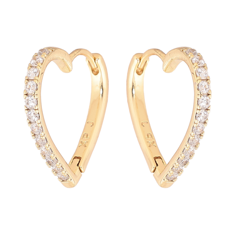 Серьги Xuping цвет Позолота 14K колечки Сердечки с кристаллами фото №1 Серьги Xuping цвет Позолота 14K колечки Сердечки с кристаллами фото №1