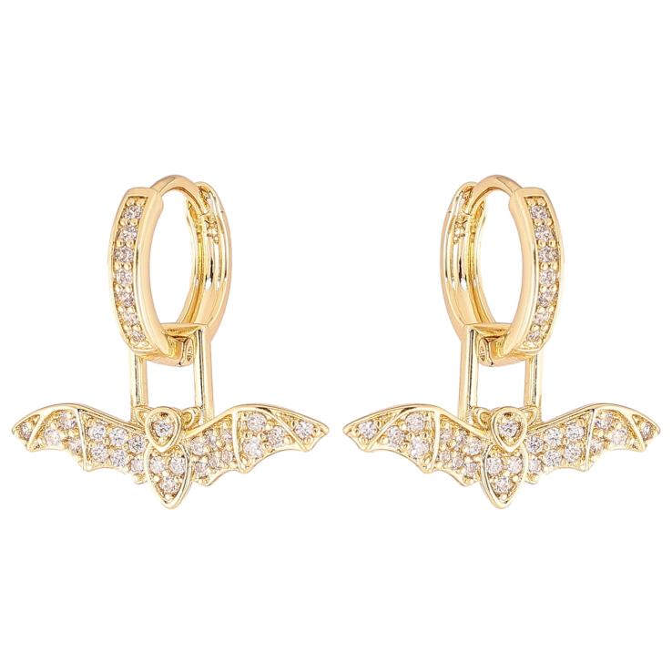 Серьги Xuping цвет Позолота 14K подвески на колечках Летучие мыши 2 в 1 фото №4 Серьги Xuping цвет Позолота 14K подвески на колечках Летучие мыши 2 в 1 фото №4