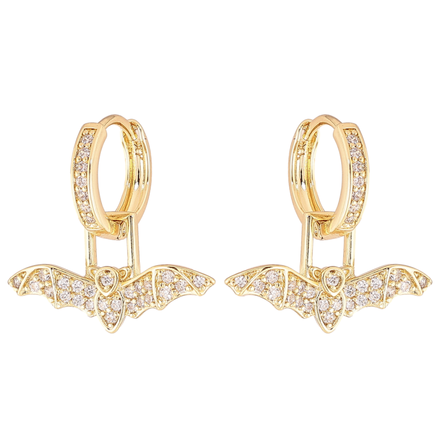 Сережки Xuping колір Позолота 14K підвіски на колечках Кажани 2 в 1 фото №1 Сережки Xuping колір Позолота 14K підвіски на колечках Кажани 2 в 1 фото №1
