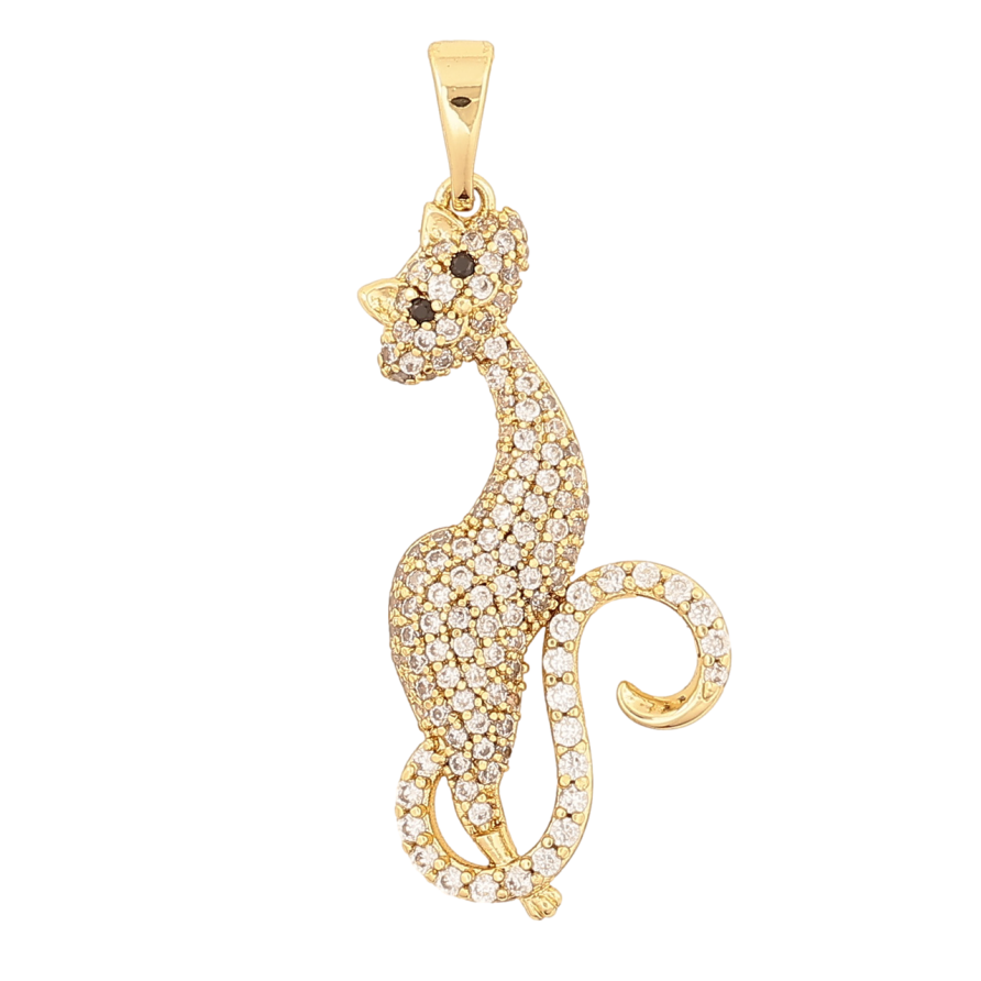 Кулон Xuping Цвет Позолота 14K Кошка с инкрустацией кристаллами для цепочки до 5мм фото №1