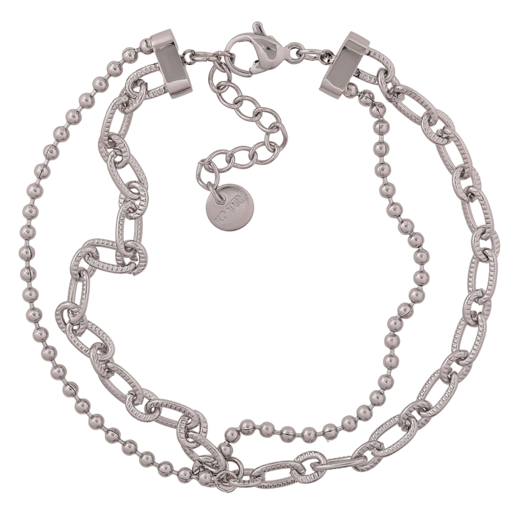Браслет Xuping ТТМ Stainless Steel цвет Родий Двойная цепочка длинна с доп. цепочкой 18-21см х 2-4мм фото №15