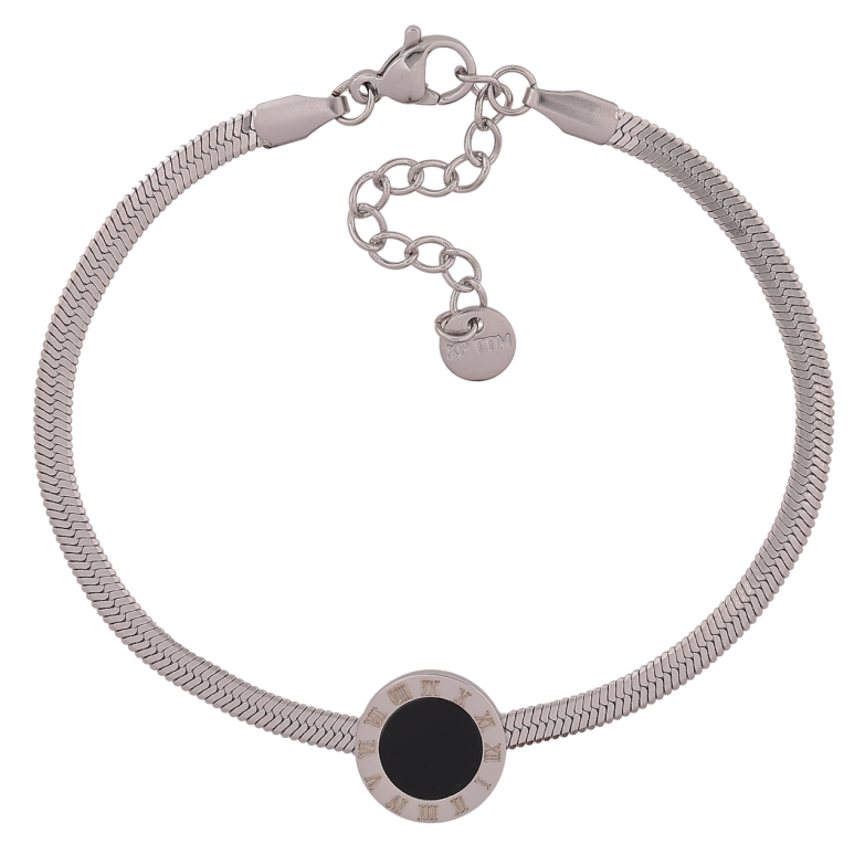 Браслет Xuping ТТМ Stainless Steel колір Родій Ланцюжок Снейк з вставкою довжина з додатковим ланцюжком 17,5-21 см х 3-12 мм фото №4