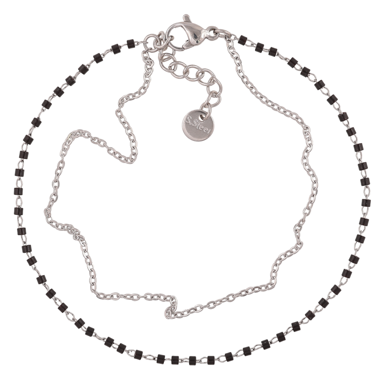 Браслет Xuping ТТМ Stainless Steel цвет Родий Двойная цепочка длинна с доп. цеп.19.5-22.5см х 3мм фото №1