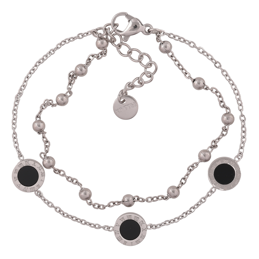 Браслет Xuping ТТМ Stainless Steel цвет Родий Две цепочки с вставками длинна с доп. цеп.16.5-19.5см х 2-8мм фото №1 Браслет Xuping ТТМ Stainless Steel цвет Родий Две цепочки с вставками длинна с доп. цеп.16.5-19.5см х 2-8мм фото №1