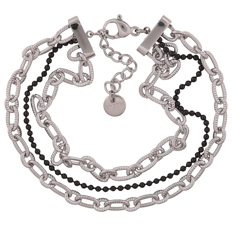 Браслет Xuping ТТМ Stainless Steel цвет Родий Три цепочки длинна с доп. цеп.17-20см х 10мм фото №4