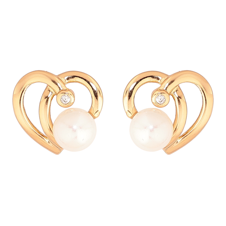 Серьги Xuping Цвет Позолота 18K пусеты Сердечки с жемчужинами фото №7