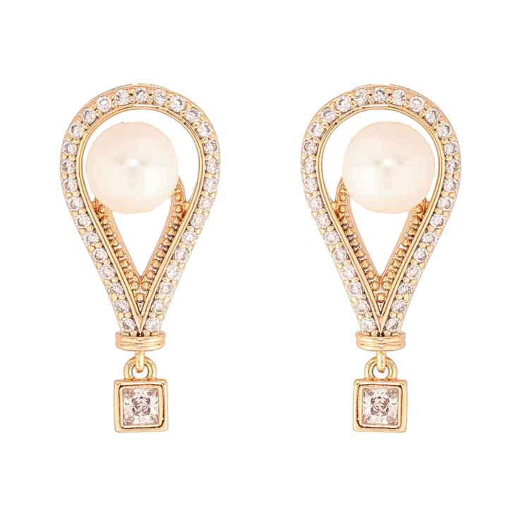 Серьги Xuping Цвет Позолота 18K пусеты Инкрустация кристаллами с жемчужинами фото №6 Серьги Xuping Цвет Позолота 18K пусеты Инкрустация кристаллами с жемчужинами фото №6