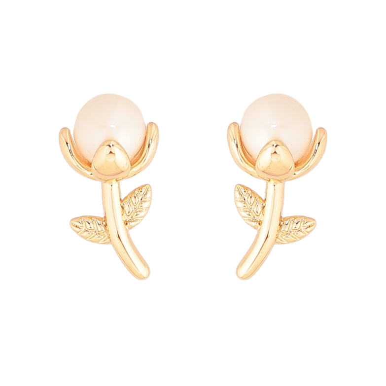 Серьги Xuping Цвет Позолота 18K пусеты Жемчужные цветочки фото №1