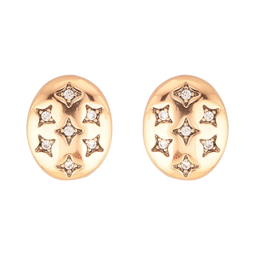 Серьги Xuping Цвет Позолота 18K пусеты Овалы с звездным узором фото №1 Серьги Xuping Цвет Позолота 18K пусеты Овалы с звездным узором фото №1