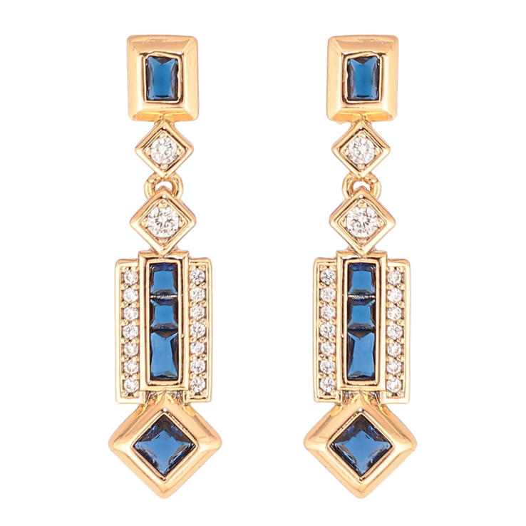 Серьги Xuping Цвет Позолота 18K пусеты Изящные подвески с синими кристаллами фото №17 Серьги Xuping Цвет Позолота 18K пусеты Изящные подвески с синими кристаллами фото №17