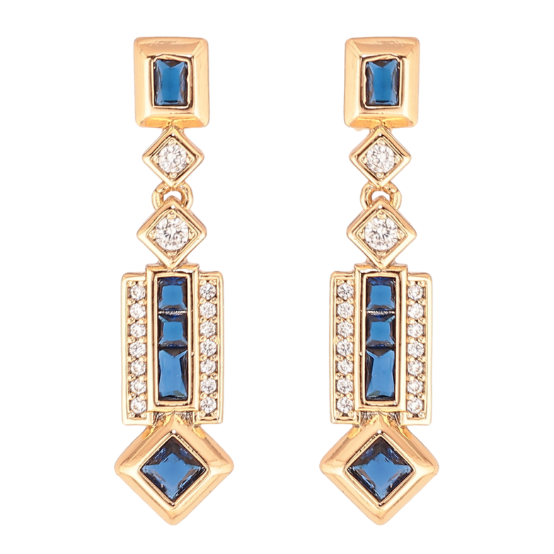 Серьги Xuping Цвет Позолота 18K пусеты Изящные подвески с синими кристаллами фото №1 Серьги Xuping Цвет Позолота 18K пусеты Изящные подвески с синими кристаллами фото №1