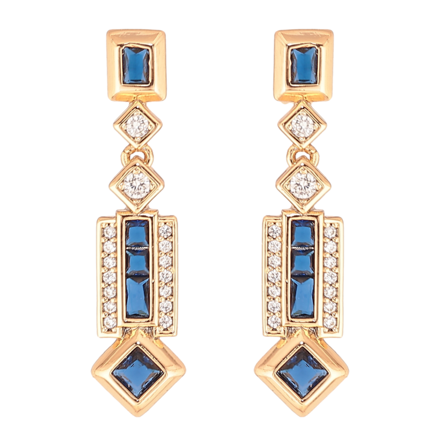 Серьги Xuping Цвет Позолота 18K пусеты Изящные подвески с синими кристаллами фото №1 Серьги Xuping Цвет Позолота 18K пусеты Изящные подвески с синими кристаллами фото №1