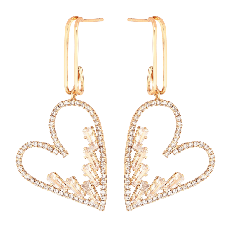 Сережки Xuping Колір Позолота 18K пусети Сердечка з інкрустацією кристалами фото №1 Сережки Xuping Колір Позолота 18K пусети Сердечка з інкрустацією кристалами фото №1