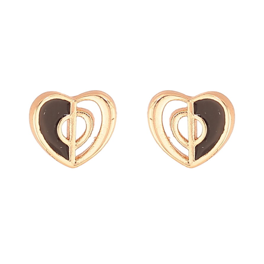 Серьги Xuping Цвет Позолота 18K пусеты Сердечки с черной эмалью фото №1 Серьги Xuping Цвет Позолота 18K пусеты Сердечки с черной эмалью фото №1