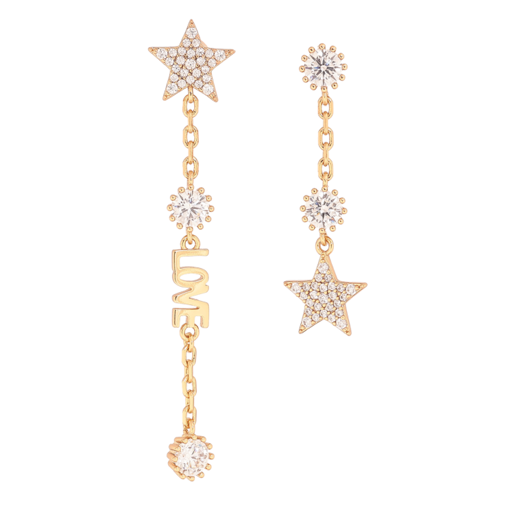 Серьги Xuping Цвет Позолота 18K пусеты Ассиметричные подвески фото №6