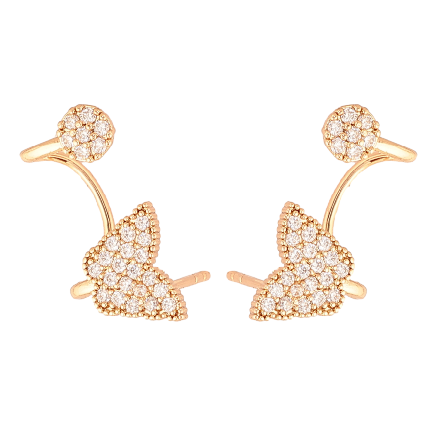 Сережки Xuping Колір Позолота 18K пусети-кафи Кришталеві метелики фото №1 Сережки Xuping Колір Позолота 18K пусети-кафи Кришталеві метелики фото №1