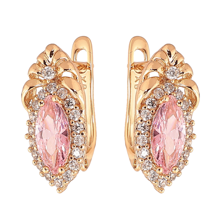 Серьги Xuping Цвет Позолота 18K английский замок Изящный узор с розовым кристаллом фото №23 Серьги Xuping Цвет Позолота 18K английский замок Изящный узор с розовым кристаллом фото №23