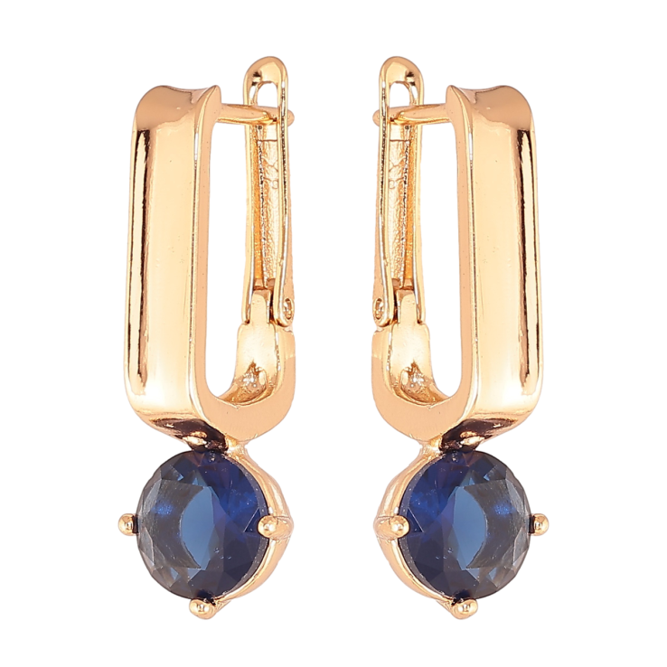 Серьги Xuping Цвет Позолота 18K английский замок Синие кристаллы фото №14 Серьги Xuping Цвет Позолота 18K английский замок Синие кристаллы фото №14