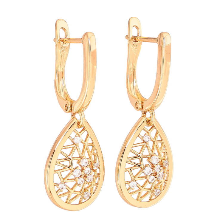 Серьги Xuping Цвет Позолота 18K английский замок Каплевидные подвески с кристаллами фото №5 Серьги Xuping Цвет Позолота 18K английский замок Каплевидные подвески с кристаллами фото №5