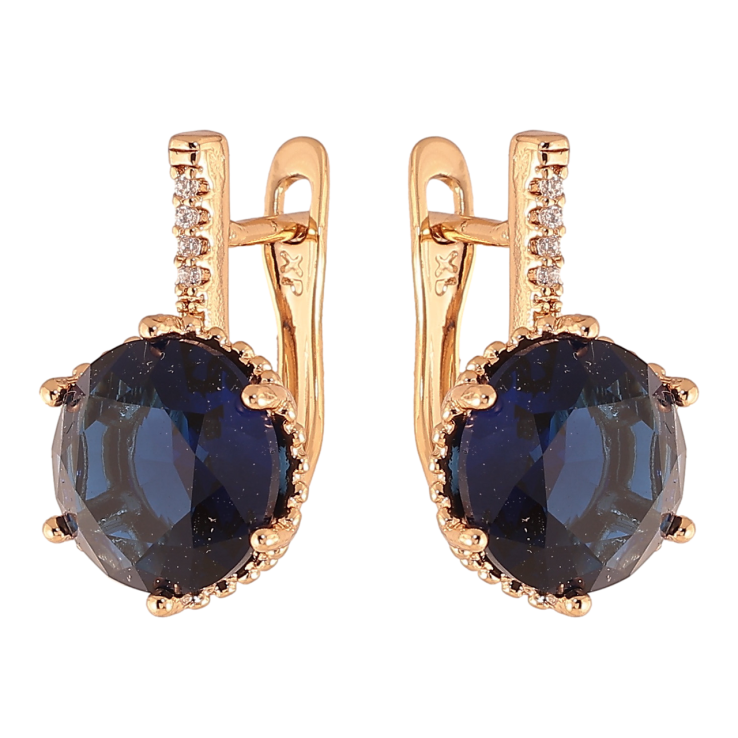 Серьги Xuping Цвет Позолота 18K английский замок Синие кристаллы фото №23 Серьги Xuping Цвет Позолота 18K английский замок Синие кристаллы фото №23