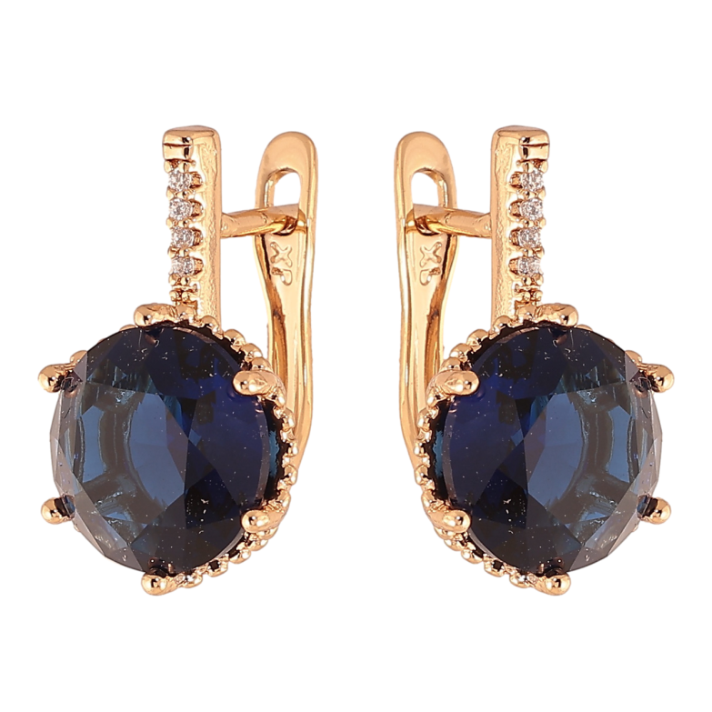 Серьги Xuping Цвет Позолота 18K английский замок Синие кристаллы фото №4 Серьги Xuping Цвет Позолота 18K английский замок Синие кристаллы фото №4