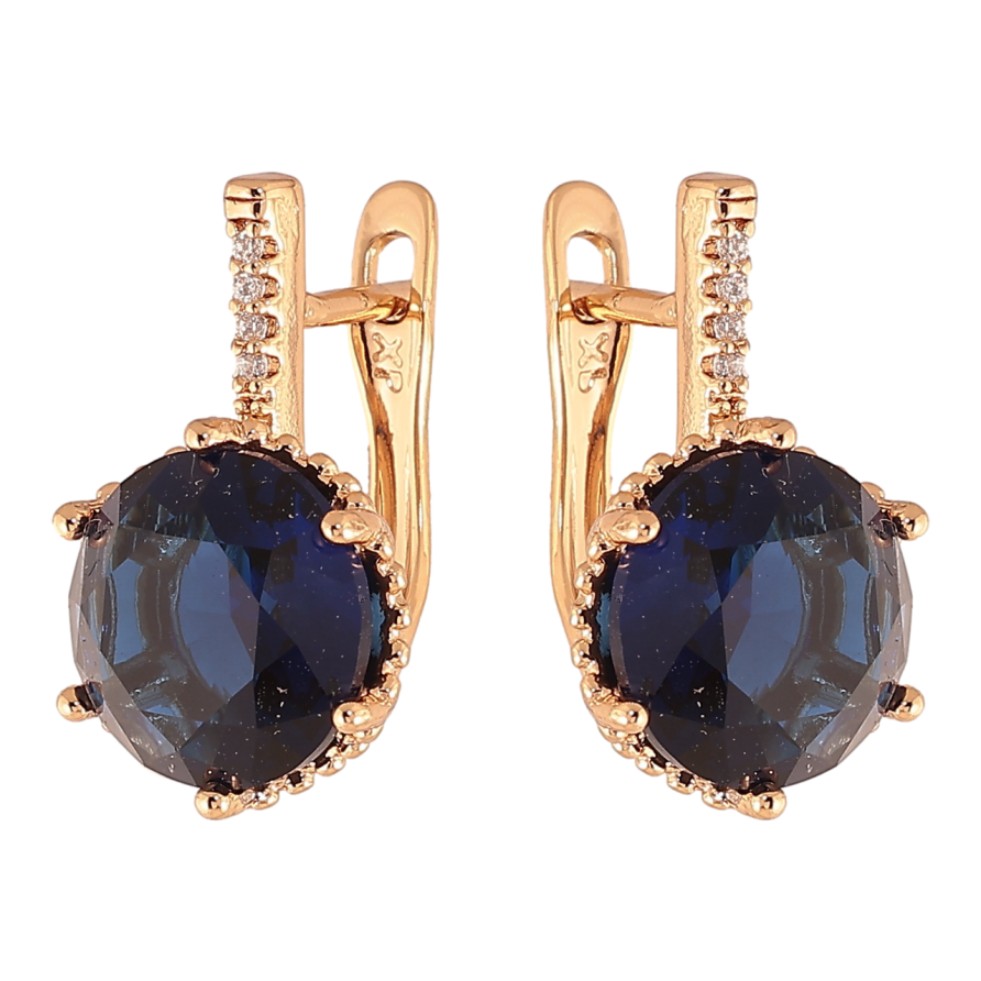 Серьги Xuping Цвет Позолота 18K английский замок Синие кристаллы фото №1 Серьги Xuping Цвет Позолота 18K английский замок Синие кристаллы фото №1