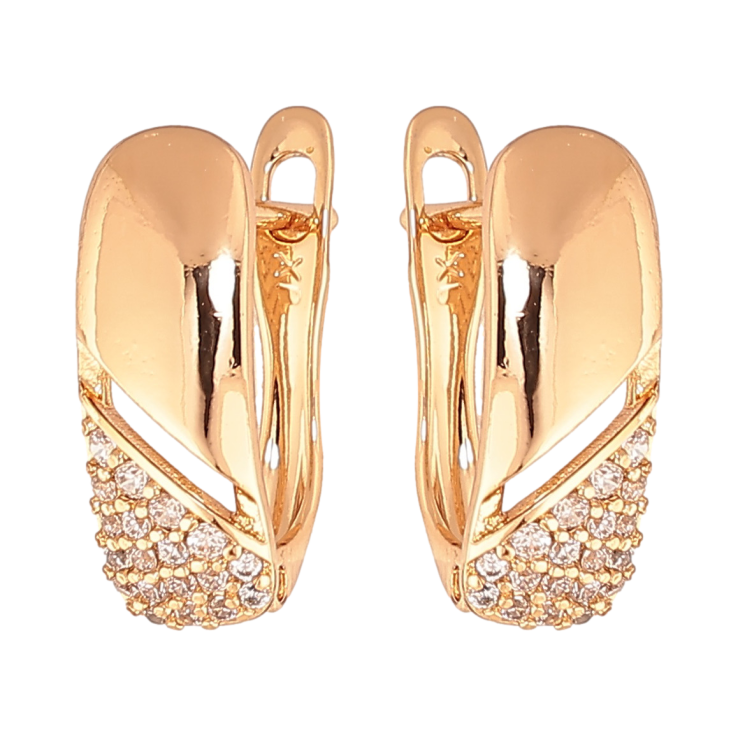 Серьги Xuping Цвет Позолота 18K английский замок Узор с инкрустацией кристаллами фото №16 Серьги Xuping Цвет Позолота 18K английский замок Узор с инкрустацией кристаллами фото №16