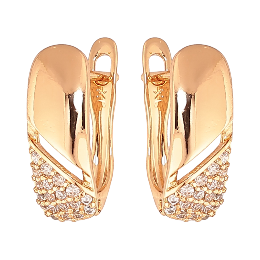 Серьги Xuping Цвет Позолота 18K английский замок Узор с инкрустацией кристаллами фото №1