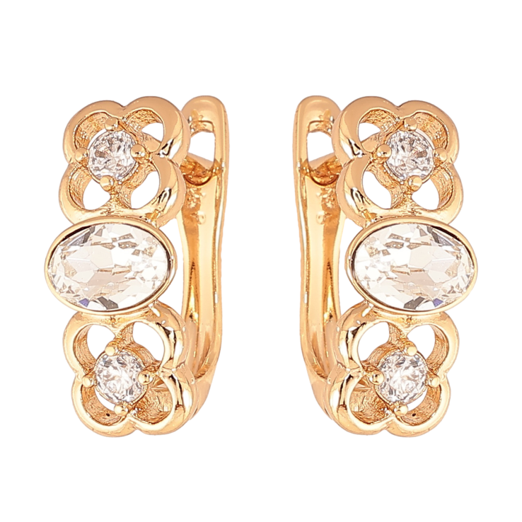Серьги Xuping Цвет Позолота 18K английский замок Цветочный узор с кристаллами фото №3 Серьги Xuping Цвет Позолота 18K английский замок Цветочный узор с кристаллами фото №3