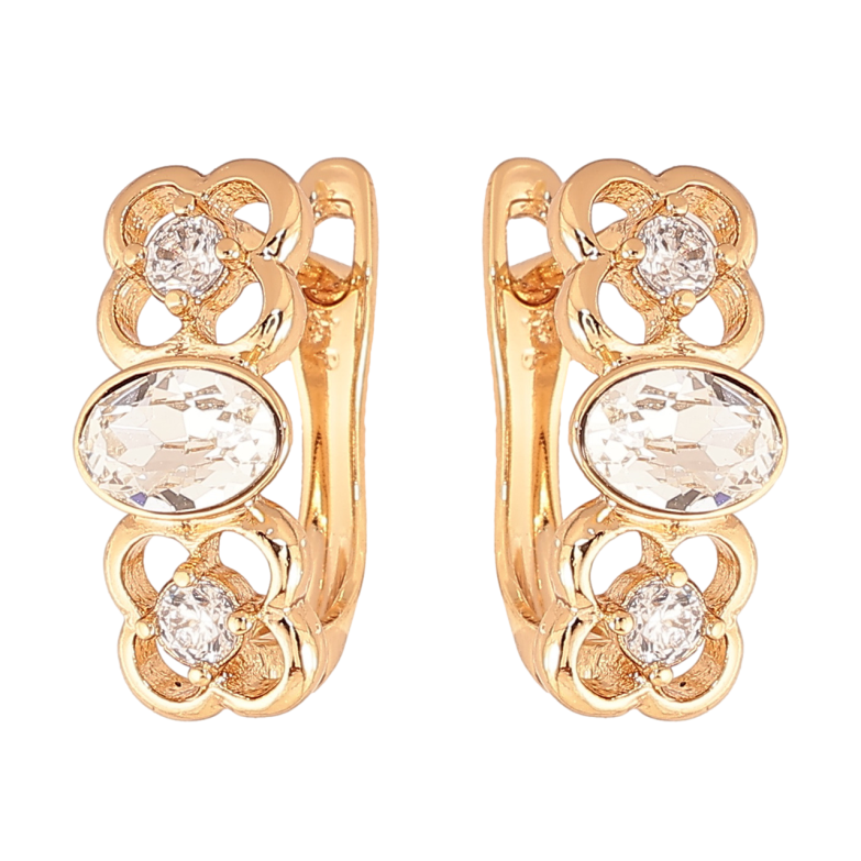 Серьги Xuping Цвет Позолота 18K английский замок Цветочный узор с кристаллами фото №2 Серьги Xuping Цвет Позолота 18K английский замок Цветочный узор с кристаллами фото №2