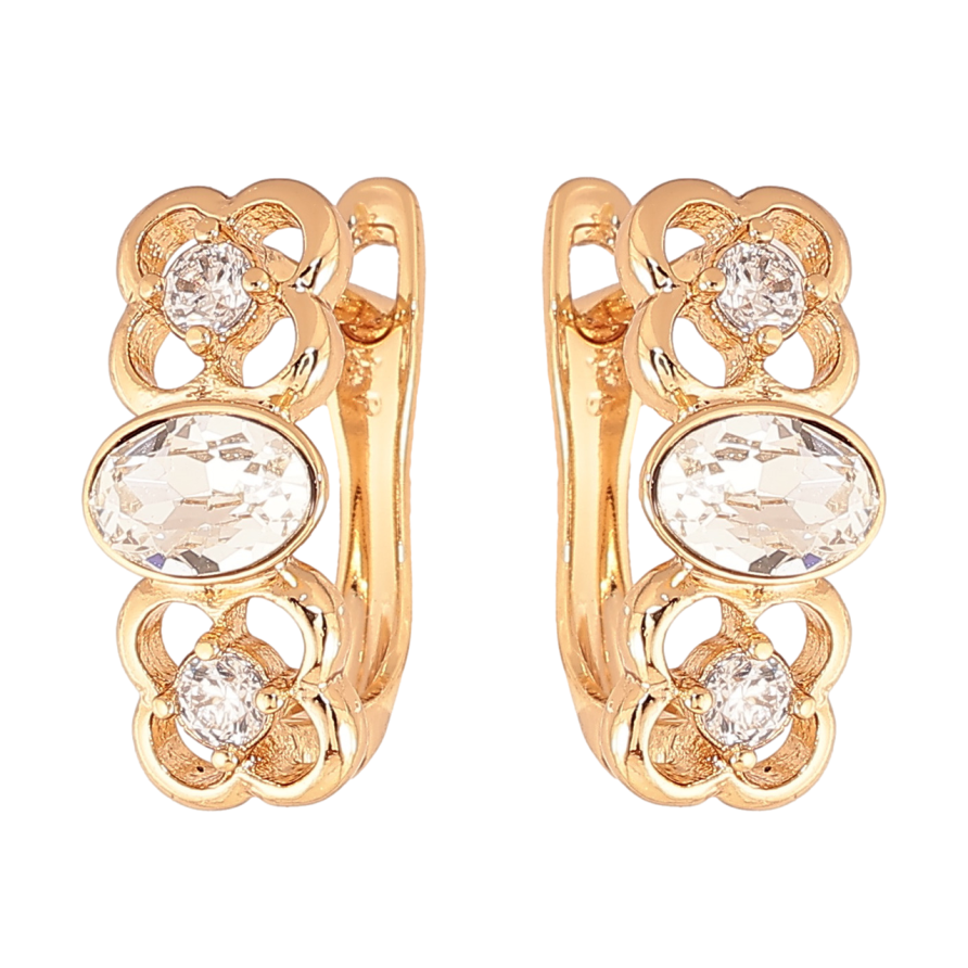 Серьги Xuping Цвет Позолота 18K английский замок Цветочный узор с кристаллами фото №1 Серьги Xuping Цвет Позолота 18K английский замок Цветочный узор с кристаллами фото №1