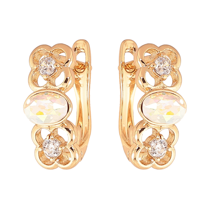 Серьги Xuping Цвет Позолота 18K английский замок Цветочный узор с радужными кристаллами фото №10 Серьги Xuping Цвет Позолота 18K английский замок Цветочный узор с радужными кристаллами фото №10