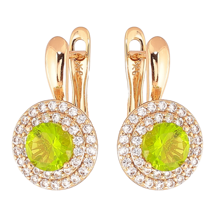 Серьги Xuping Цвет Позолота 18K английский замок Салатовые кристаллы в обрамлении фото №18 Серьги Xuping Цвет Позолота 18K английский замок Салатовые кристаллы в обрамлении фото №18