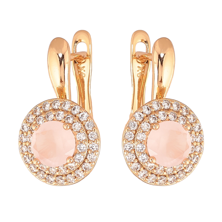 Серьги Xuping Цвет Позолота 18K английский замок Розовые кристаллы в обрамлении фото №20 Серьги Xuping Цвет Позолота 18K английский замок Розовые кристаллы в обрамлении фото №20